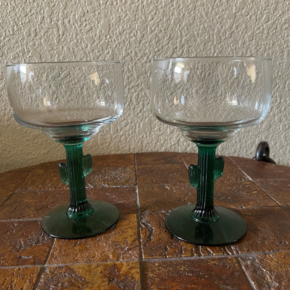 Set of 2 Vintage Cactus Margarita Glasses - Picture 5 of 15
